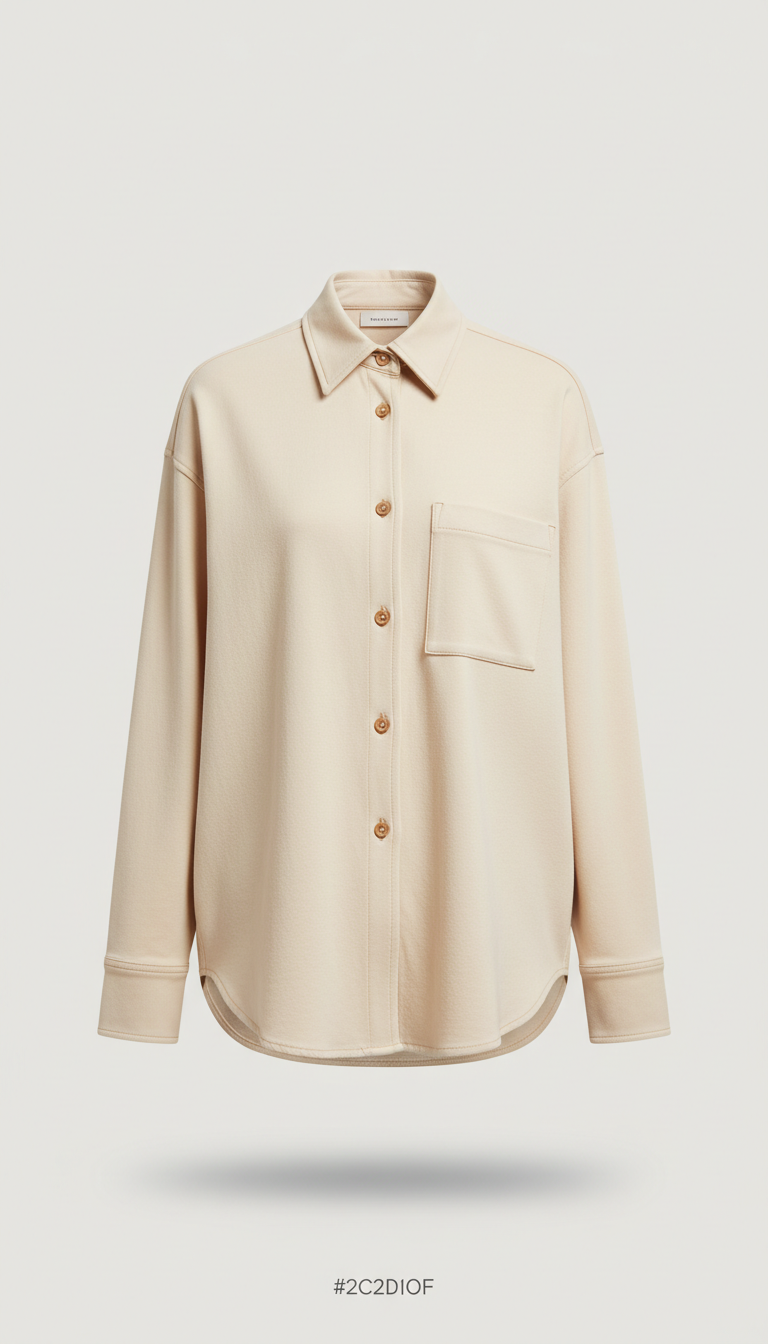 Structured Cotton Shirt in Soft Porcelain