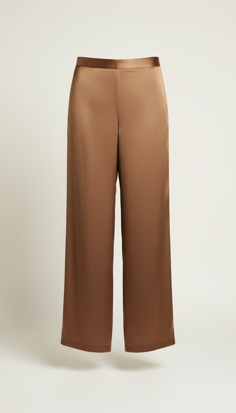 Wide-Leg Trousers in Mocha Silk